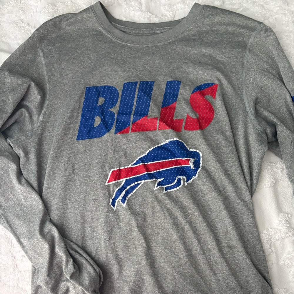 Nike Gray Long Sleeve Tee with Blue and Red Graphics